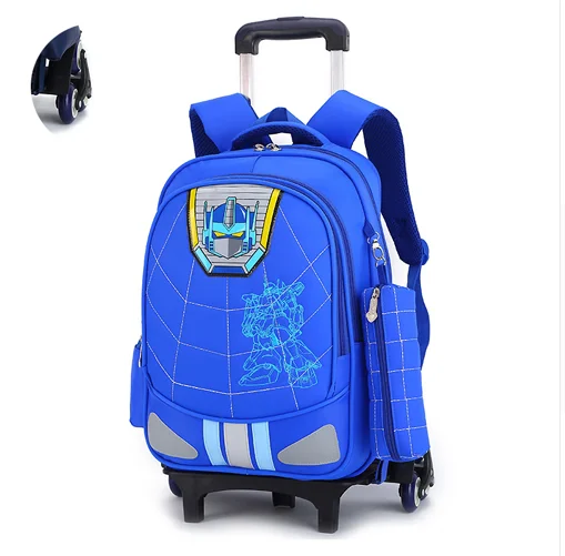 Школьная сумка на колесиках для начальной школы, школьные сумки 3-6 класса, водонепроницаемые Рюкзаки с колесами, детские школьные сумки - Цвет: Six wheels