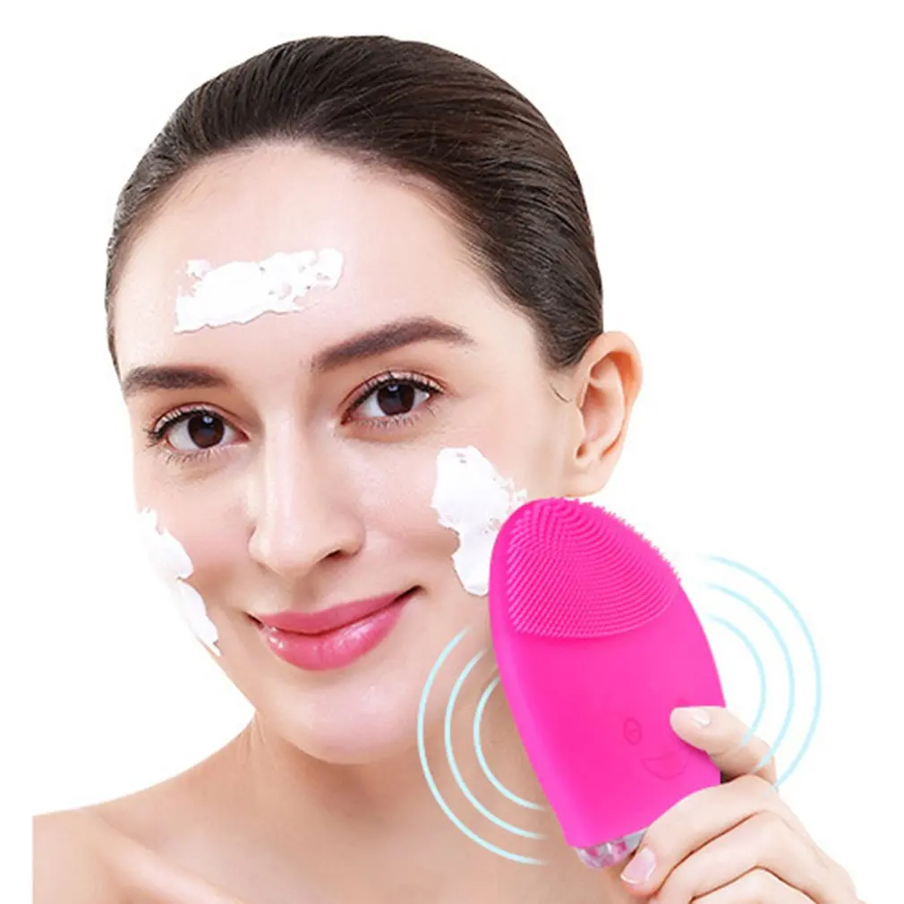 Прямая поставка USB Очищающая щетка для лица Sonic Vibration Mini Face Cleaner силиконовая Глубокая чистка пор электрическая водостойкая Массажная щетка