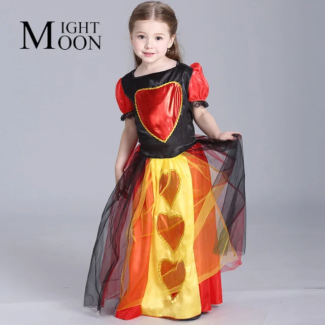 moonight alice in wonderland cosplay costume children girls queen of hearts dress red queen kids halloween costume