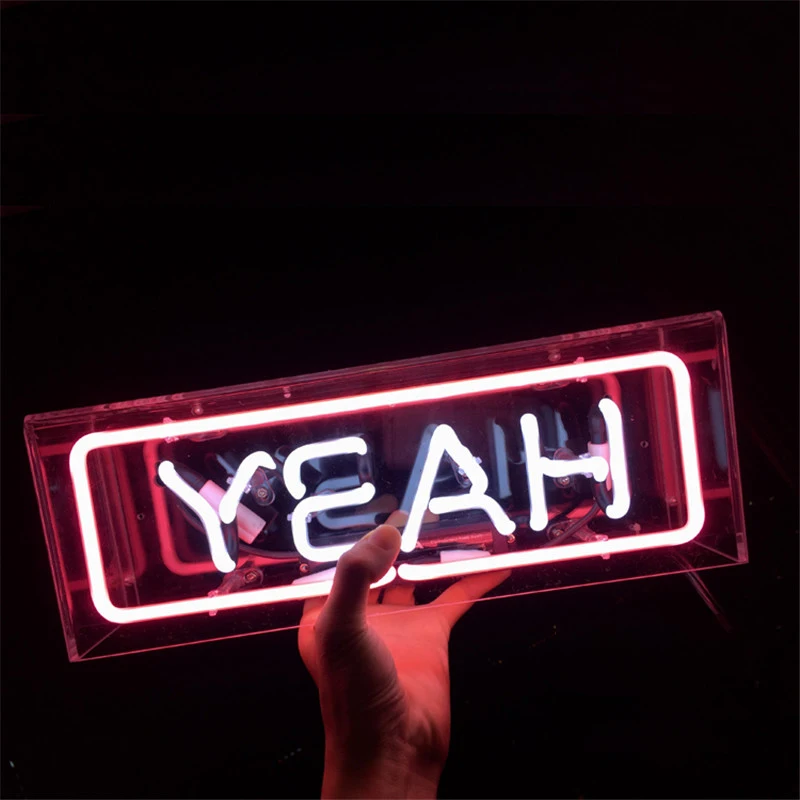 

Custom Made Acrylic Box Neon Sign Tube Light Real Glass Tube Handcraft Lighting For KTV Pub Bar Store Light US Plug AC220V 110V
