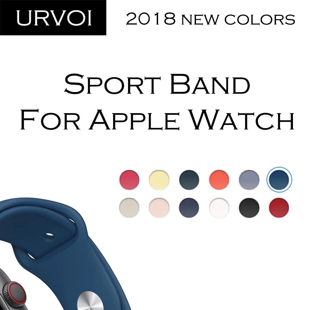 

URVOI Fall 2018 Sport band for apple watch series 4 3 2 1 with pin & tuck closure Silicone strap for iWatch colorful replacement