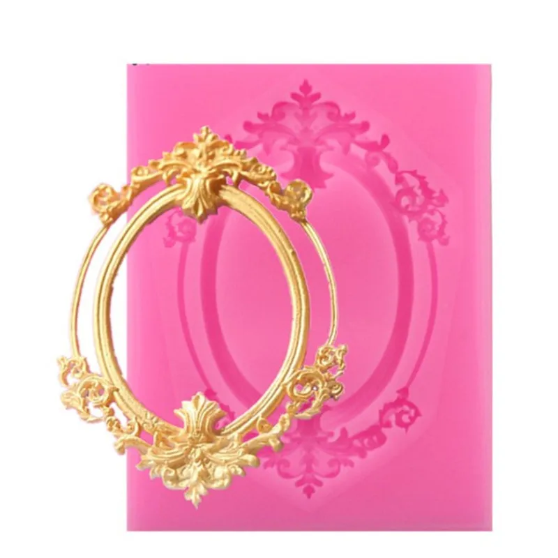 

DIY Mirror Fondant Cake Decorating Tools Frame Flower Cupcake Chocolate Wedding Cake Border Silicone Molds Baking Moulds