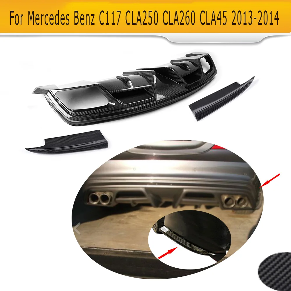 

CLA Class Carbon Fiber Auto Car Rear Bumper Lip Diffuser With Splitters For Mercedes Benz W117 C117 Sedan 2013 2014 CLA45 AMG