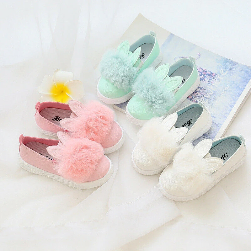 

Toddler Baby Kid Girl Rabbit Crib Shoes Princess Infant Microfiber Leather Plush Lovely Fluffy Shoes Bunny Sneakers Prewalker