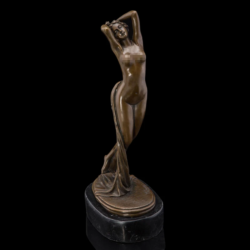 

ATLIE Bronze Western Nude Female Sculpture Modern Sexy Naked Woman Brass Statue Figurine for Bar Nightclub Decoration