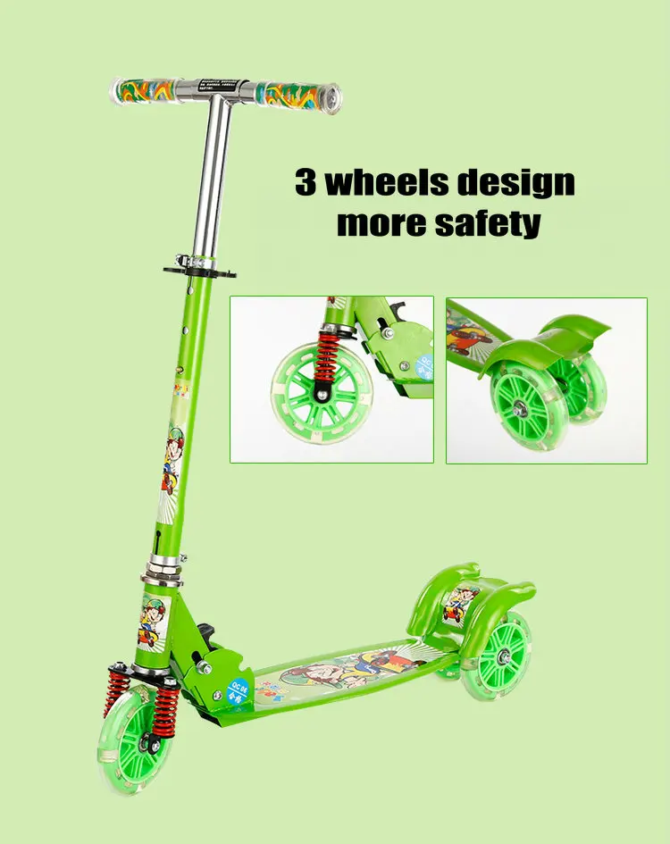 Заводской выход 3 детский колесный самокат с мигающими колесами, складной скутер костюм для От 2 до 6 лет детей, легкий детский скутер