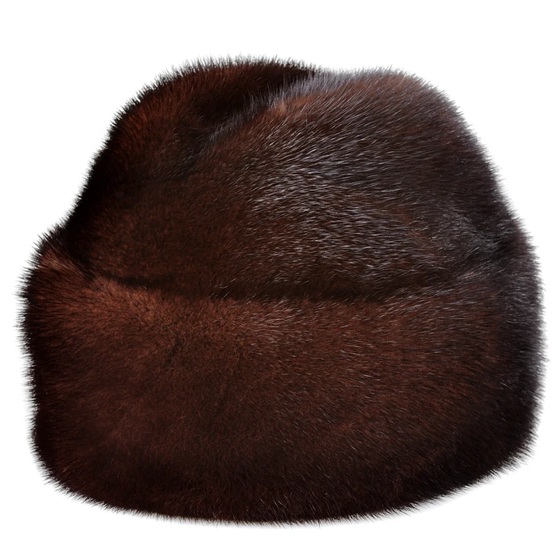 

RY0205 LUXURY 2017 Winter Men Import Mink Full Leather Fur Bomber Hats French Style Male Cold Protect Real Fur Black/Brown Caps