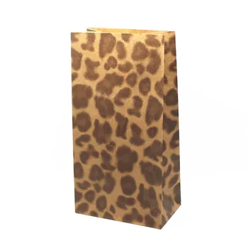 

DHL 300Pcs/Lot 23*12*7.5cm Open Top Kraft Paper Gift Packaging Bag Stand Up Leopard Print Flat Top Gift Shopping Package Bags
