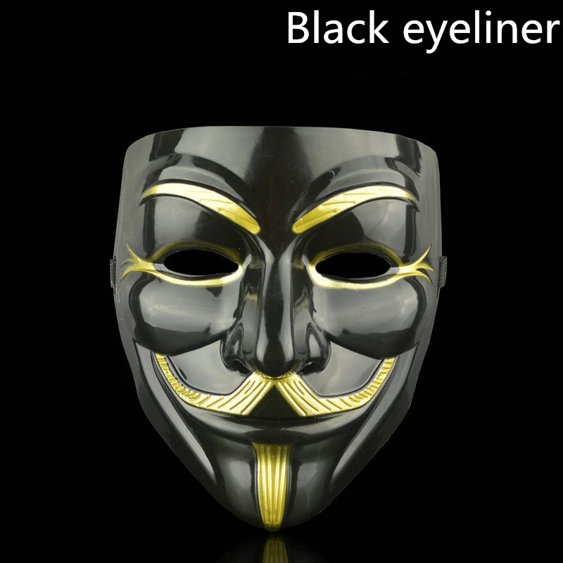 Маска для Хэллоуина, 1 шт./лот, косплей, маска V для вендетты, маска для анонима из фильма Guy Fawkes, Маскарадная маска на Хэллоуин, вечерние украшения, Q - Цвет: Black eyeliner