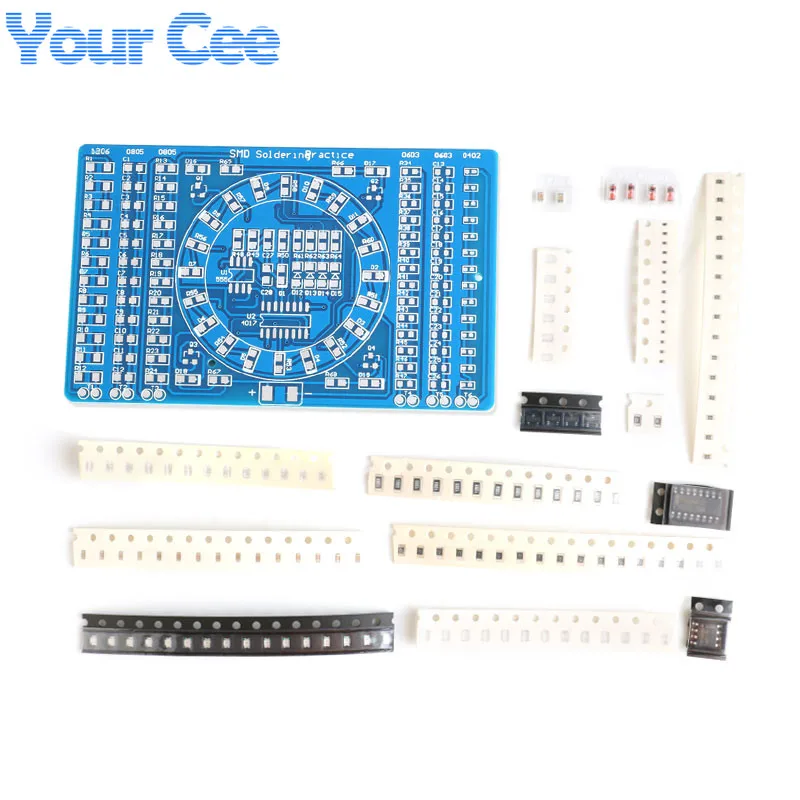 DIY SMT SMD Component Soldering Welding PCB Practice Board Running Water Light Kit DIY Electronica (1)