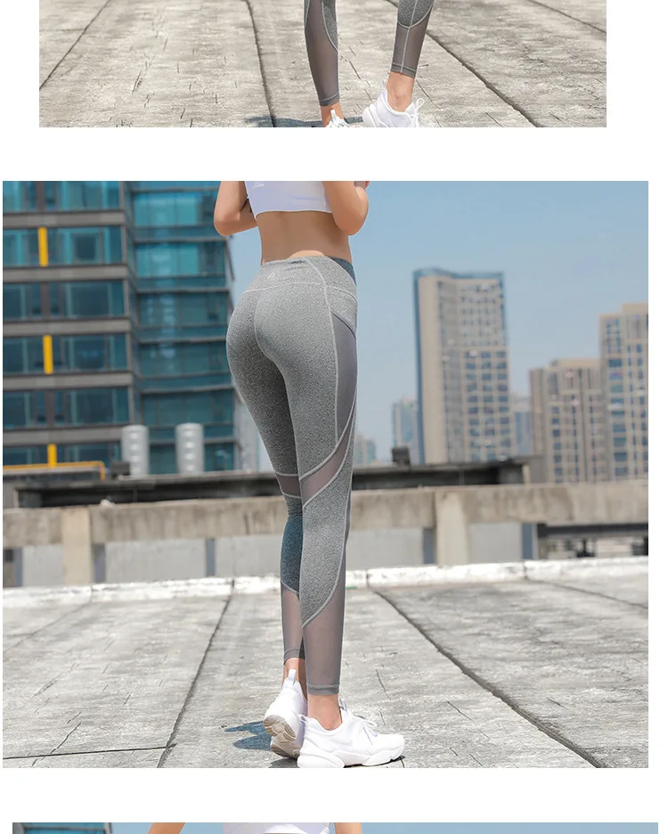 Breathable Mesh Panels Stretchy Yoga Pants Purple Tight Fitness Sport Leggings Women Mid Waist Active Gym Training Sports Pants