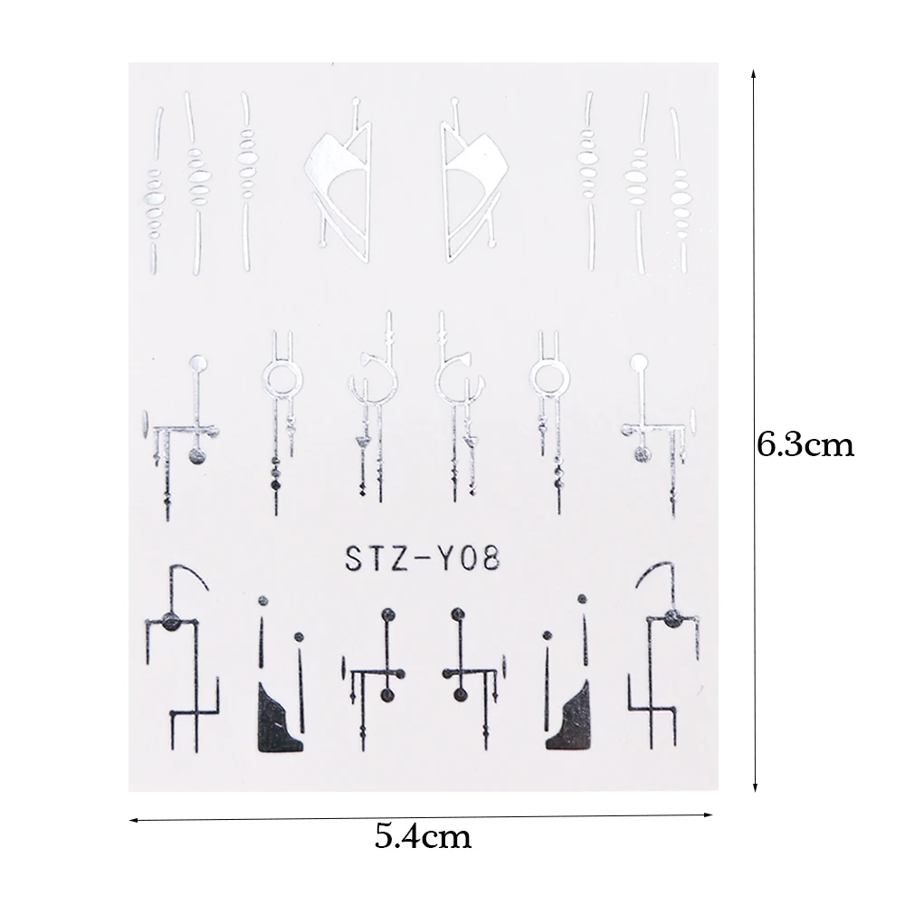 Золотые и Серебристые наклейки на ногти 3d слайдер цветок ювелирные изделия для ногтей искусство геометрический мультфильм дизайн маникюр декор SASTZ-YS/YY
