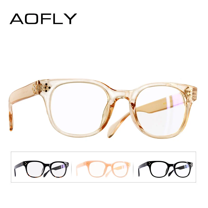 AOFLY фирменный дизайн, простые очки для женщин, стильные очки для чтения с заклепками, оправа для очков, прозрачные оптические линзы, винтажные очки AF9206