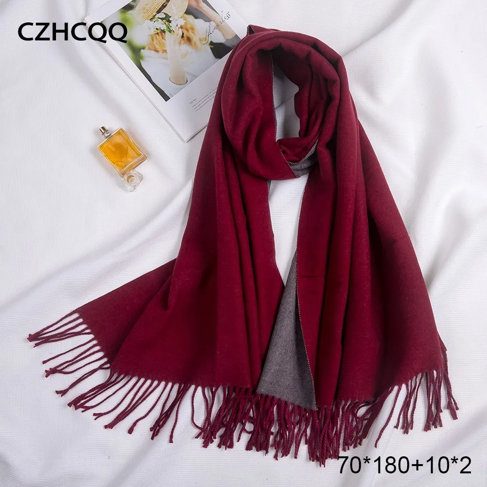 

Winter Double Sided Long Cashmere Scarf Women Kerchief Warm Shawl Foulard Femme Stole Pashmina Neck Women Scarf For Ladies 2019