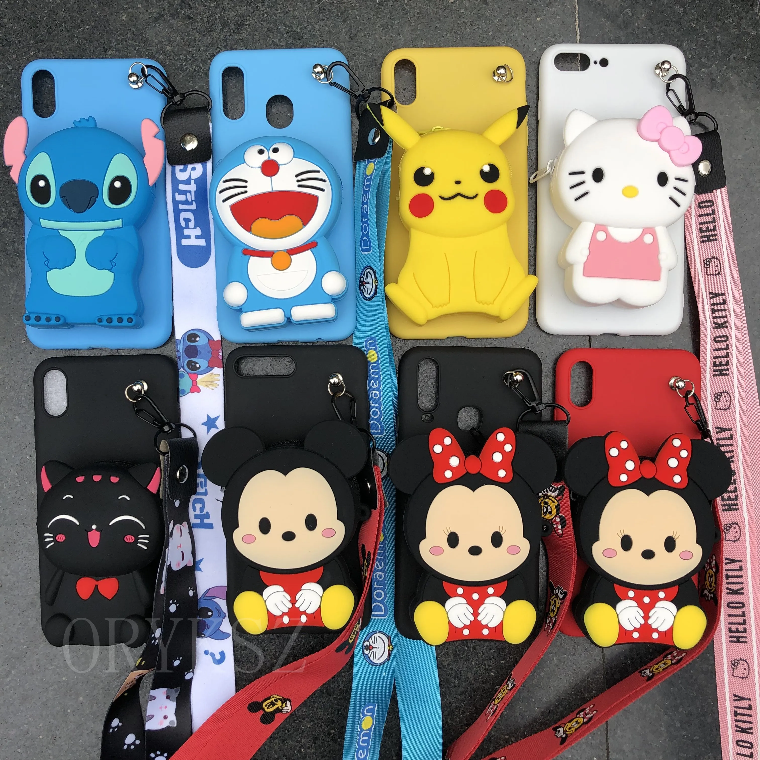 

ORYKSZ 3D Cartoon Zipper Wallet Soft Case For OPPO A71 A77 A79 A83 A57 A59 A3 A73 A5 A7X A7 F1 F1s A33 A35 RENO Protective Cover