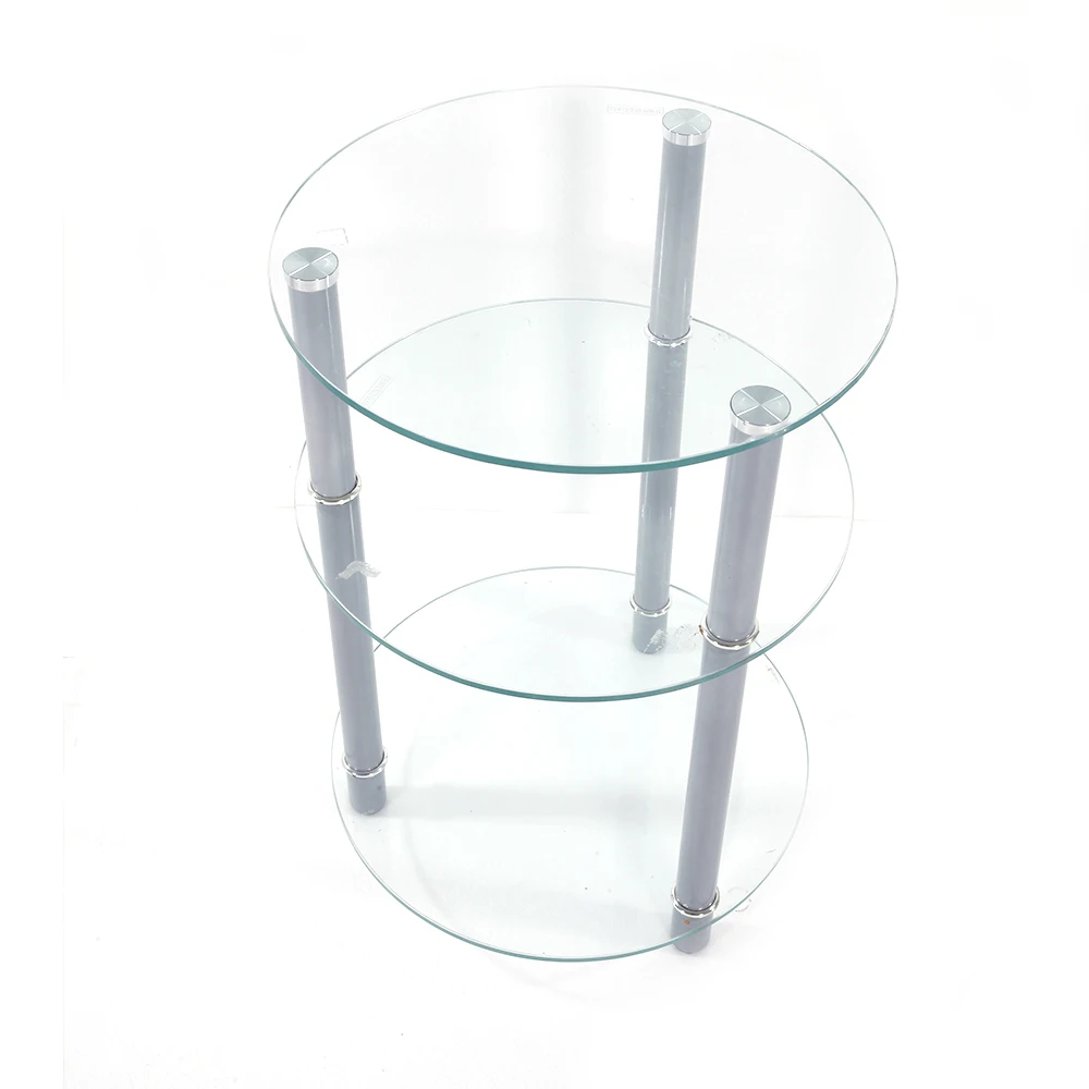 Exquisite Three Tiers Round Tempered Glass Side Table End Table Dropshipping