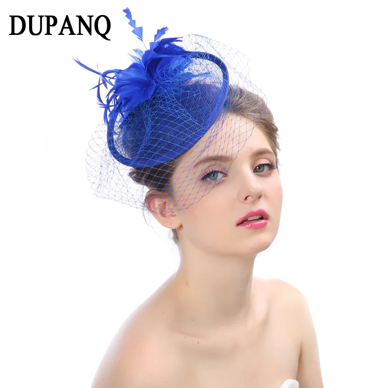 Свадебные Волосы fascinators hat Фата с цветок перо заколки для волос женские вечерние замуж race головные уборы Chapeu Feminino