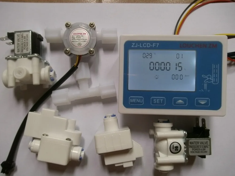 1 комплект RO фильтр для чистой воды контроллер дисплея ZJ-LCD-F7+ Соленоидный клапан+ переключатель+ Датчик потока+ TDS