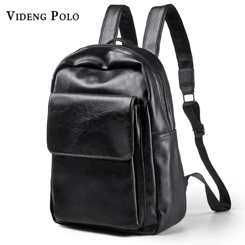 

VIDENG POLO Brand Leather Backpack Men Shoulder School Bags Black Large Capacity Male Travel Backpack Laptop Daypacks Mochila