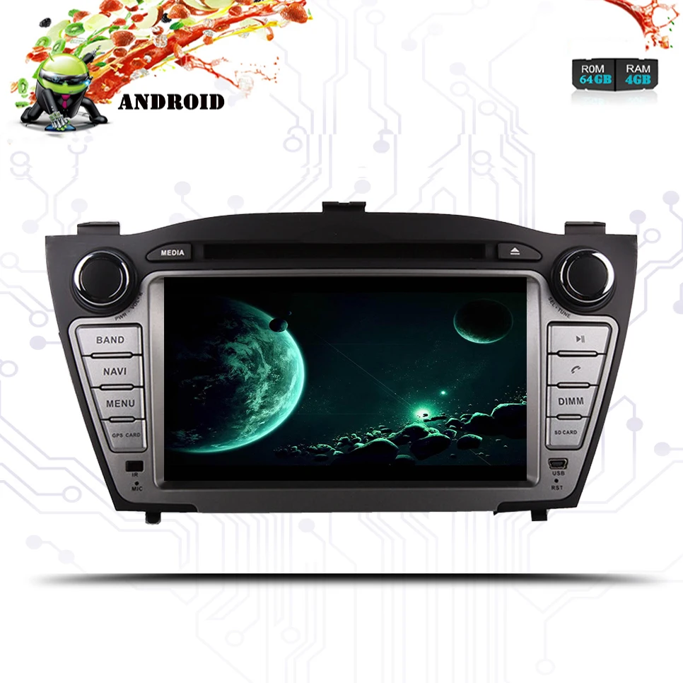 Discount 2 din Android 9.0 car radio Stereo for HYUNDAI IX35 New Tucson 2009-2015 car dvd player gps navi with 4G RAM 64G ROM Map Car PC 1