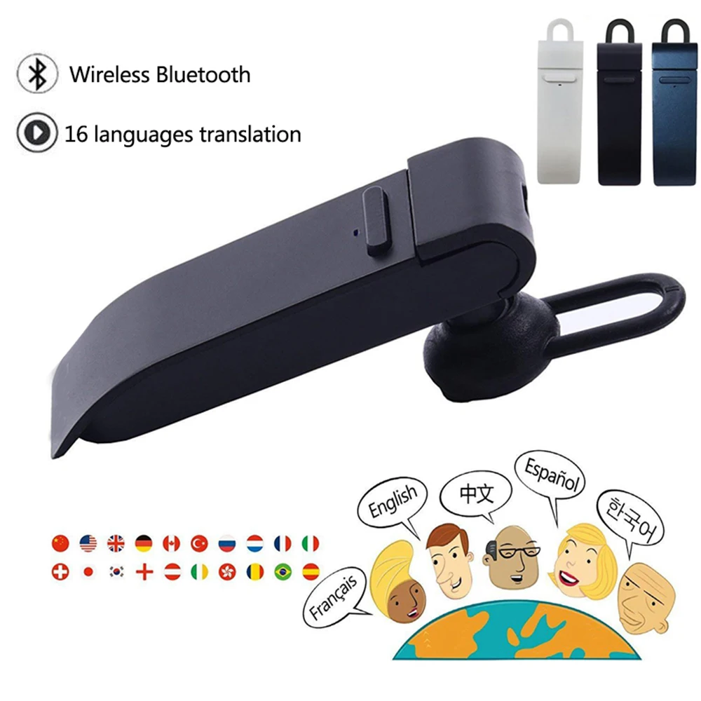 New Headphone Voice Translator Smart Wireless Instant Translation 16 Languages Bluetooth Sports Business Stereo Earphones Black |