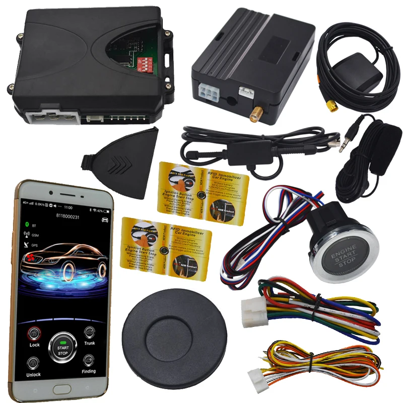 

car invisible alarm system with remote start stop function by original car key remote mobile app online gps tracking discount