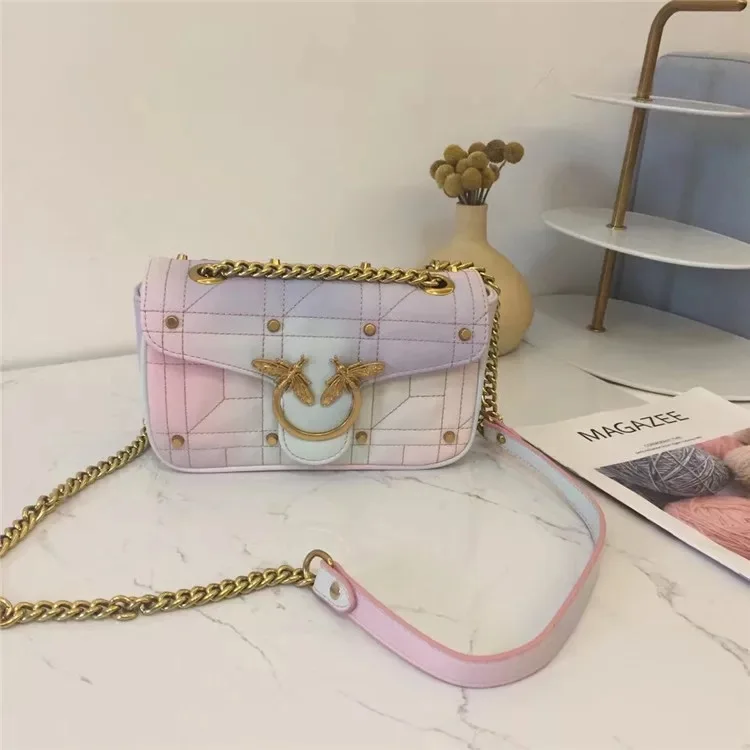 

Ladies Hand Bags Women Gradient pink bags Totes Messenger Bags Hign Quality Designer Luxury Brand Blingbling Metal bee fashion