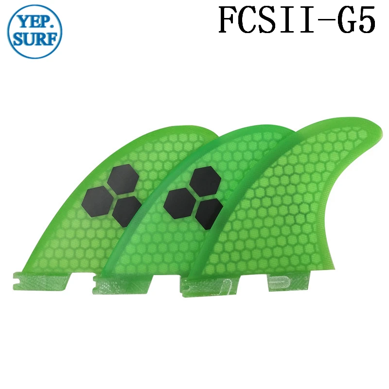 Плавники для серфинга FCS2 G5 плавник сотовый плавник для доски для серфинга зеленый цвет плавник для серфинга Quilhas thruster аксессуары для серфинга