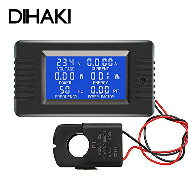 

100A/22000W Digital Voltmeter Ammeter With Open Coil LCD Meters Indicator Current Amps Volt Wattmeter Tester Detector Tool
