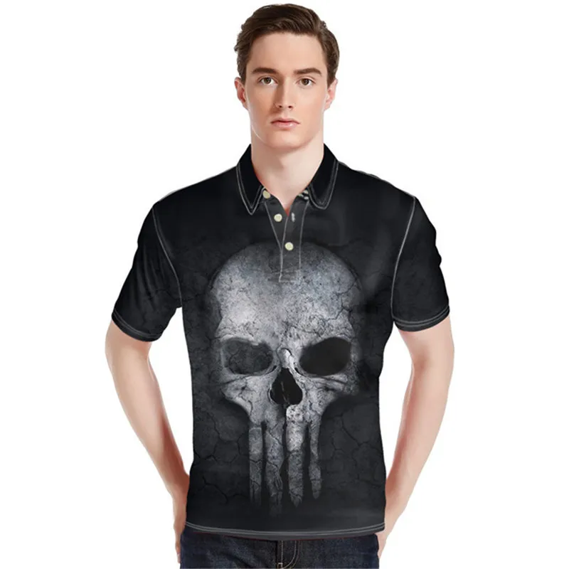 

FORUDESIGN Wholesale Shirt Skull Decoration Fashion Short Sleeve Cool Mercerized Cotton Slim Fit Casual Business Men Shirts