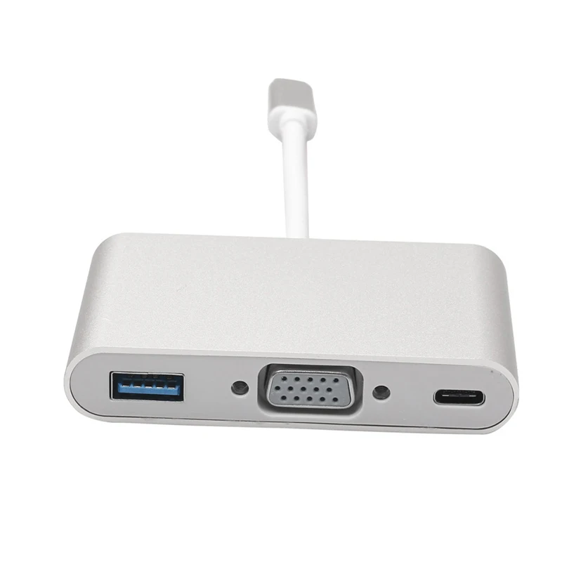 Larryjoe USB 3,1 type C к VGA Цифровой многопортовый с женский USB3.1 type C и Женский USB3.0 адаптер зарядного устройства - Цвет: Белый
