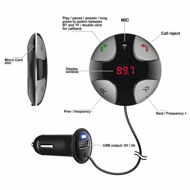 

Car MP3 Player Wireless LCD Bluetooth 3.0 Car Kit MP3 FM Transmitter Caller with Detachable Magnetic Mount and USB Charger @#229