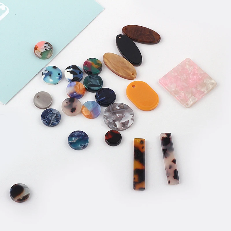 

10pcs magic color acetic acid rectangular square oval round Drop charm Ear Studs tag Jewelry handmade DIY headdress accessories