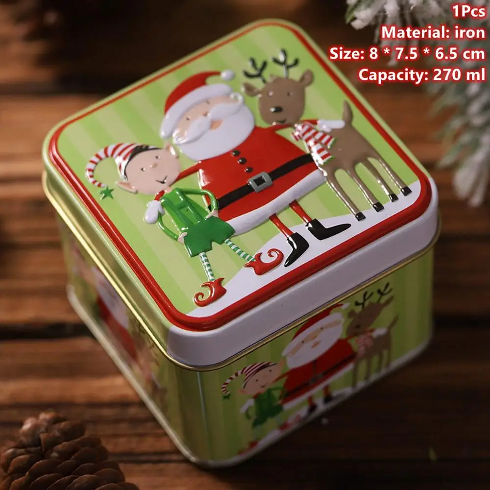 Taoup Metal Christmas Candy Boxes Santa Claus Home Decor for Christmas Gift Boxes Present Holder Bags Noel New Year Table Decor - Цвет: Xmas Boxes 5