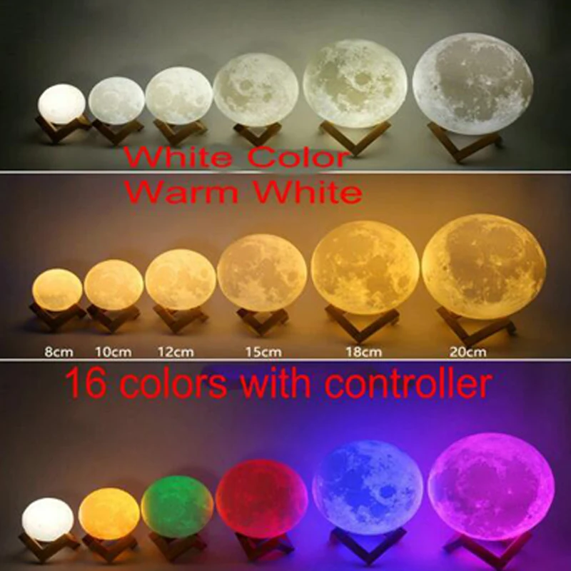 Night Lamp Rechargeable 3D Print Moon Lamp 2 Color Change Touch Switch Bedroom Bookcase Night Light Home Decor Creative Gift (1)