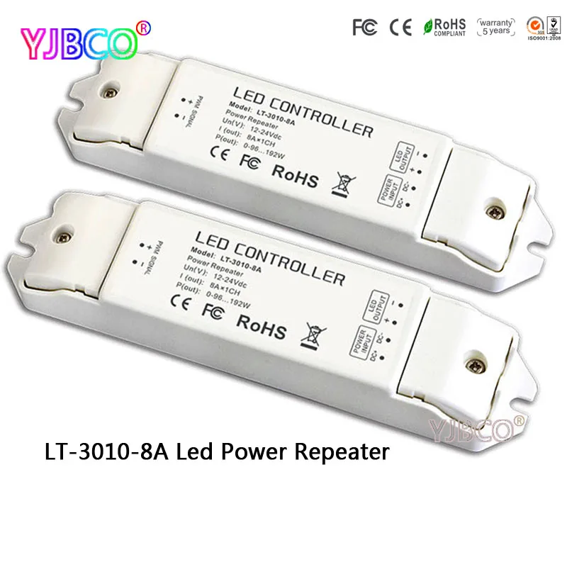 

LTECH LED controller LT-3010-8A 8CH*1A 8A LED CV power repeater accept PWM control for single color led strip DC12-24V