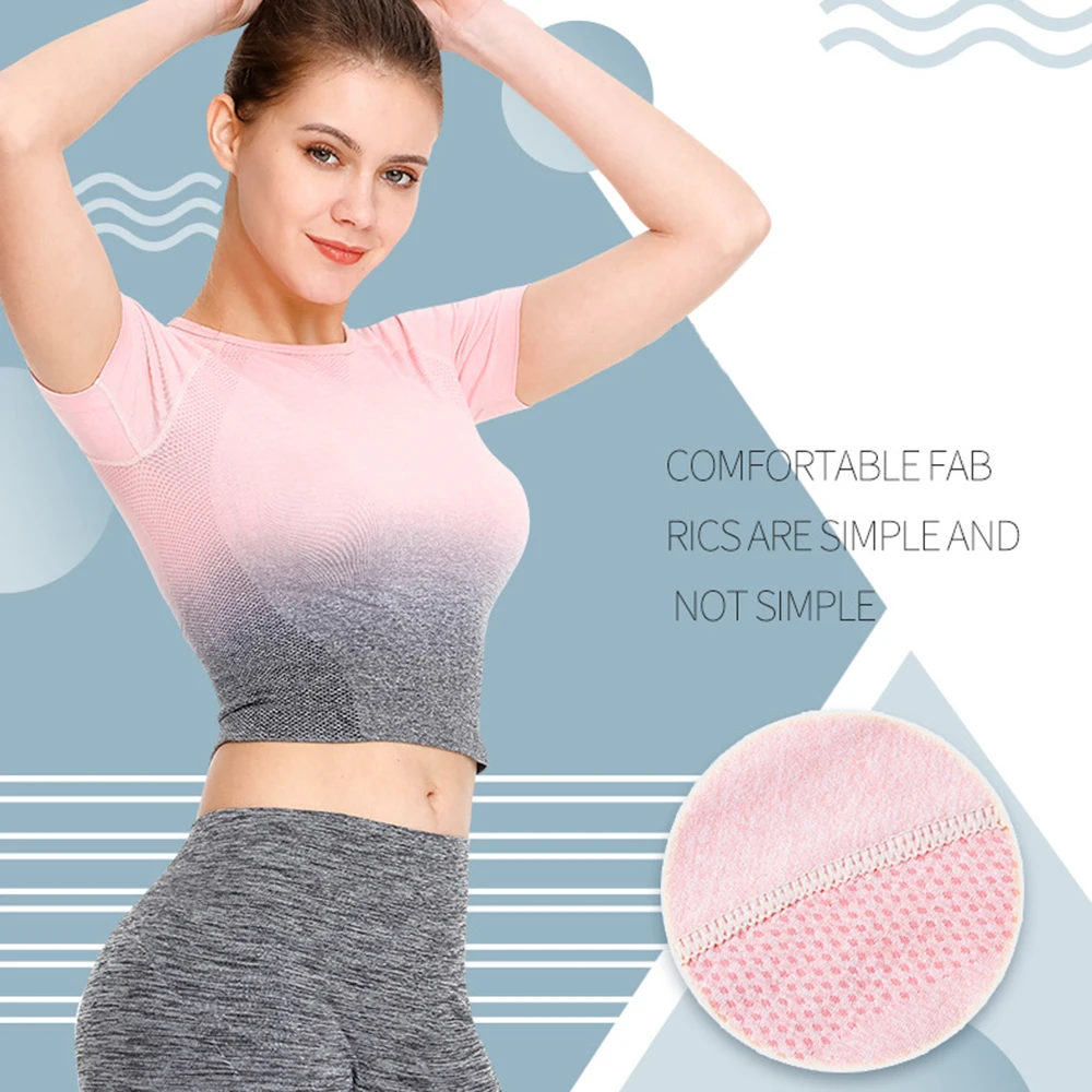 

S-L Size Women Seamless Fitness Gradient Yoga Sport Tops Short Sleeves T-shirt Fitness Clothing Sports Wear for Women Gym