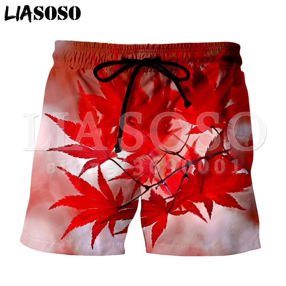 LIASOSO 3d принт унисекс красочные Кленовые Листья Лист конопли Для Мужчин's Шорты модные пляжные шорты доска Шорты брюки X0665