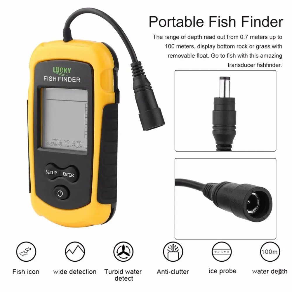 المحمولة صياد السمك سونار مسبار إنذار محول Fishfinder 0.7-100 m الصيد السونار مع البطارية مع الإنجليزية عرض