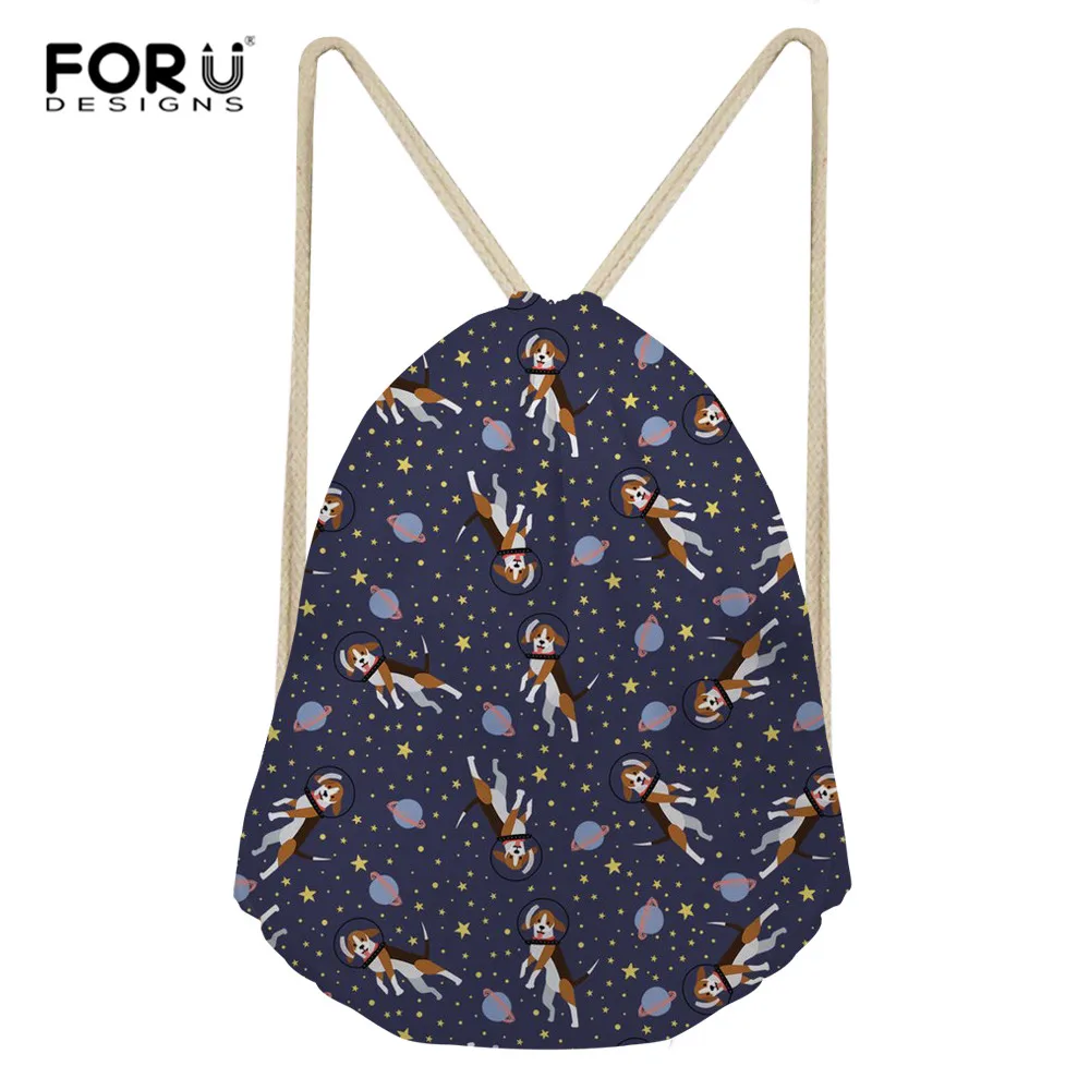 

FORUDESIGNS Beagle Dog 3d Printing Backpack Travel Softback Man Women harajuku Drawstring Bag Kid Polyester Drawstring Back