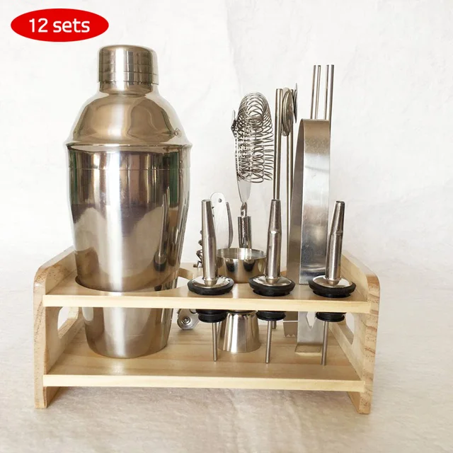 Stainless Steel Professional Bartender Set 250 350 550 750ml Bar Stainless Steel Professional Bartender Set 250 350 550 750ml Bar Tools With Wooden