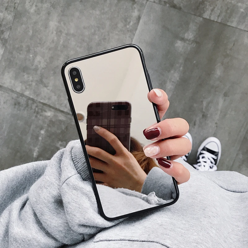 Роскошные женские зеркальные чехлы для iphone XS MAX XR X 6 6s 7 8 Plus силиконовый черный ТПУ