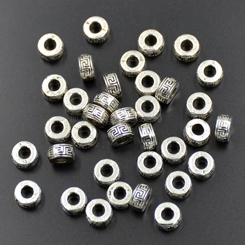 

500Pcs/Pack 4x7mm Tibetan Silver Carved Pattern Round Connector Bracelet Spacer Charm Beads Wholesale Jewelry Making