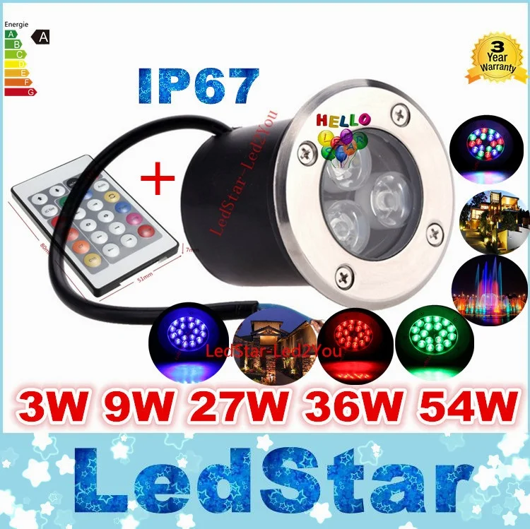 

9W Led RGB Underground Light Deck Lamp Outdoor IP67 Buried Recessed Floor Lights Warm/Cold White Red Blue Green