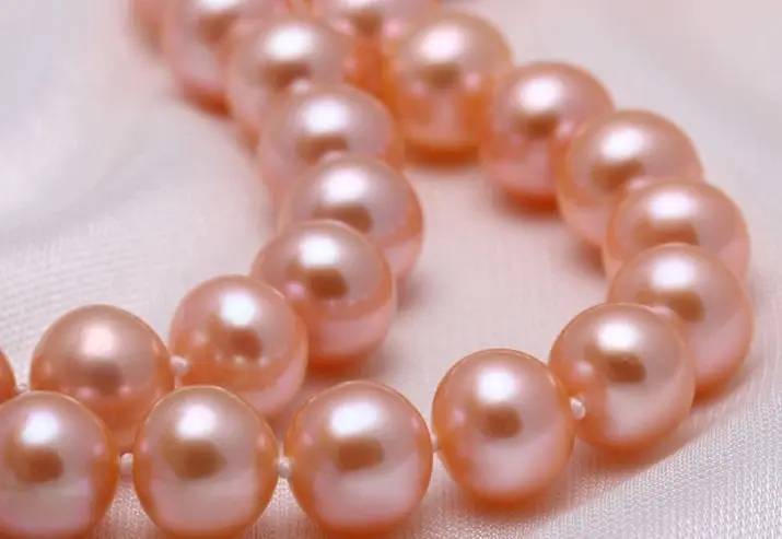 

Wholesale FREE SHIPPING 18"11-12MM NATURAL SOUTH SEA GENUINE GOLD PINK PERFECT PEARL NECKLACE 14KGP AAA