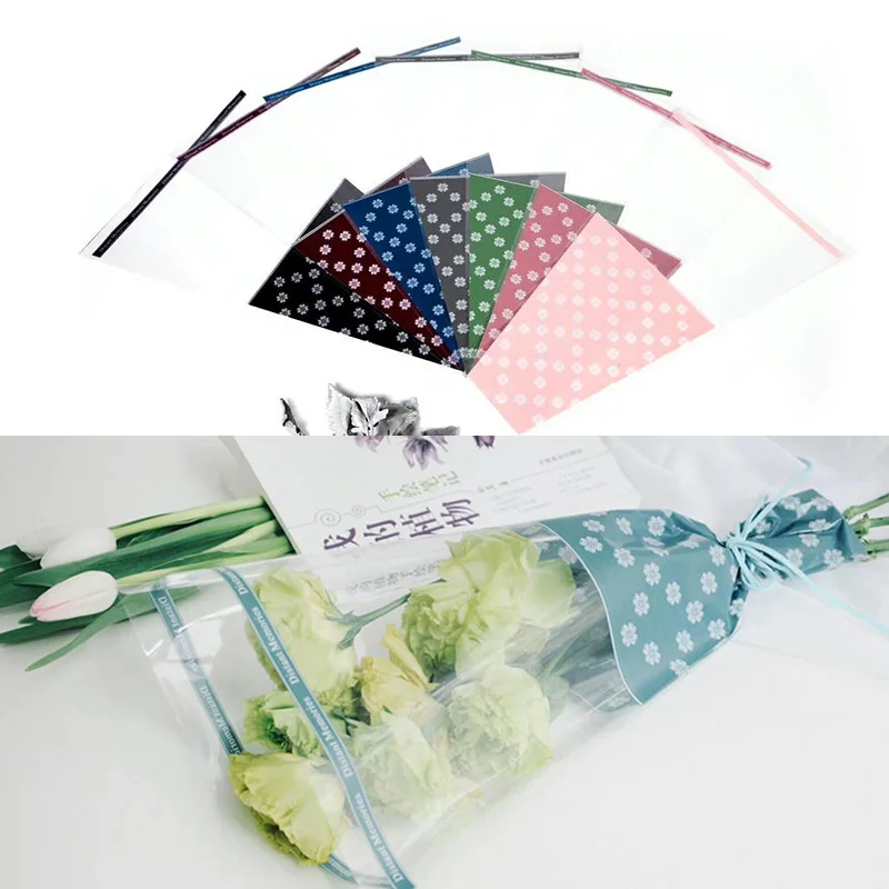 20 Pcs Flower Pack Bag Waterproof Flower Bouquet Wrapping OPP Florist