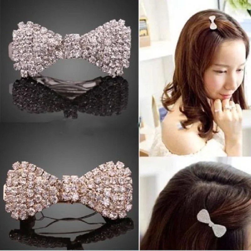 

Korea Ornaments Headdress Alloy Crystal Hairpins Bow knot Lovely Hair clips Headwear Accessories