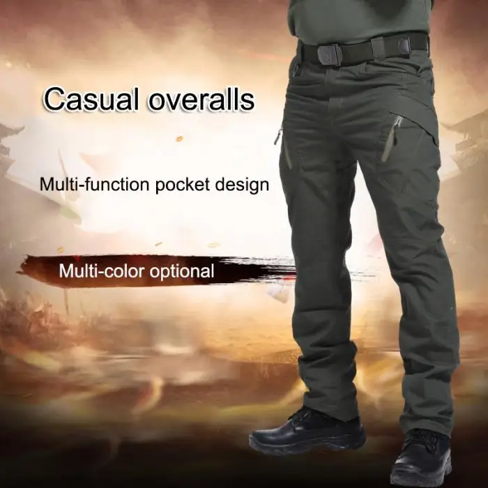 Calças Masculinas Sólida Tático Impermeável Multi-bolsos Compridas 19ing Cor 6 Calças de caminhadas