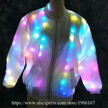 Colorful LED Light Party Nightclub Dancer Costume Luminous Ballroom Clothing Light UpDJ Jacket Dance Clothes