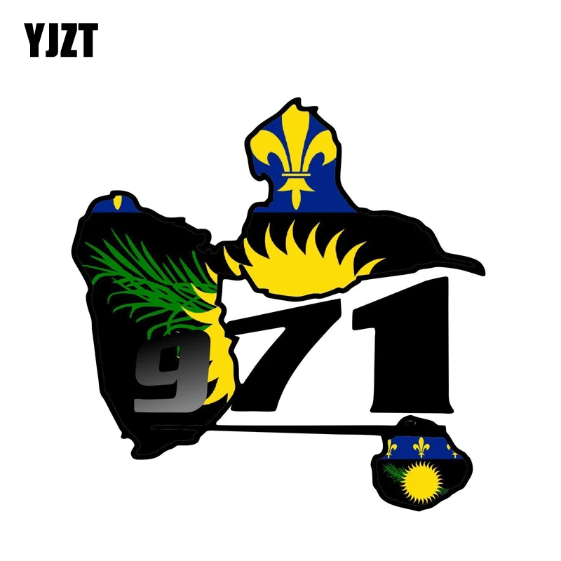 

YJZT 13.4CM*13.3CM Personality Guadeloupe 971 Flag Map Car Sticker Decal Motorcycle Accessories 6-1274